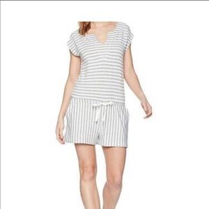 Three dots grey and white striped romper